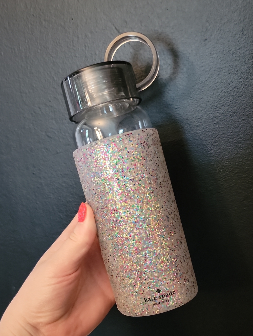 Kate Spade New York Glitter 16-Ounce Glass Water Bottle